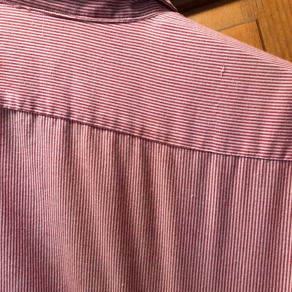 Men's Red & White Thin Striped Dress Shirt Adams Row Size 18 Neck, 35/36 Sleeve - Picture 7 of 8